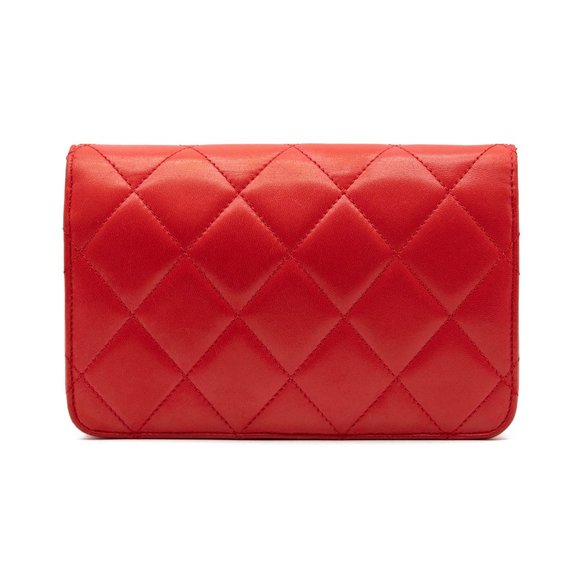 $3890 Chanel Lambskin quilted golden class wallet on chain woc red - Picture 3 of 12